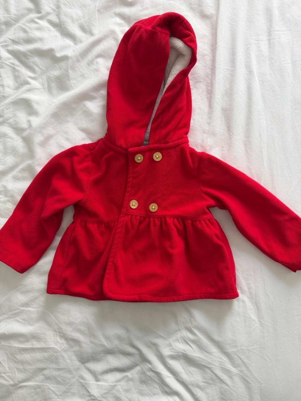 Carter's Bright Red Hooded Peacoat baby girl 9-12 months